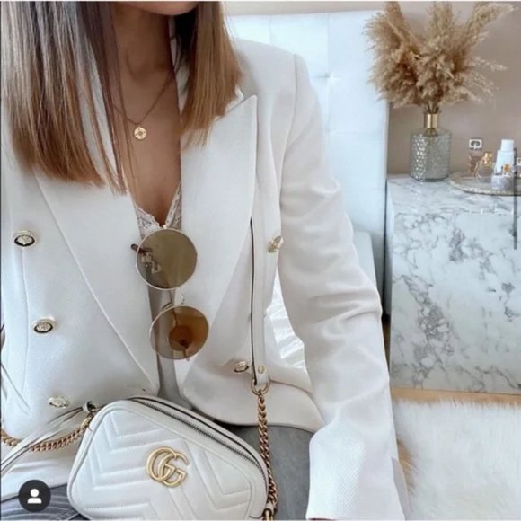 ZARA DOUBLE BREASTED BLAZER GOLD BUTTON - Picture 2 of 13